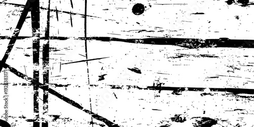 Grunge distressed black and white texture with scratches and splatters Abstract high contrast vintage overlay background vector