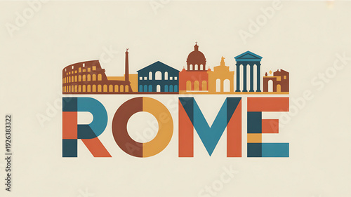 Vibrant Rome cityscape with iconic landmarks and colorful architecture