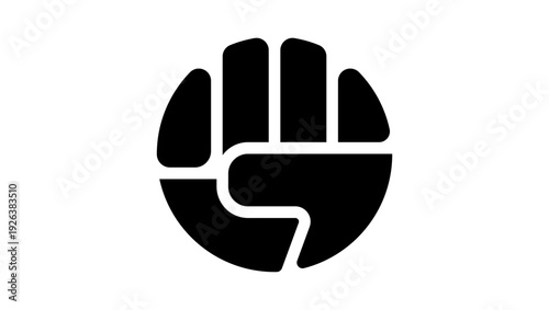 clenched fist  ,black isolated silhouette