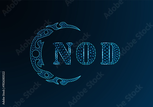 Low poly letter logo NOD design. NOD letter logo low poly vector design on blue color gradient background. NOD logo low poly design