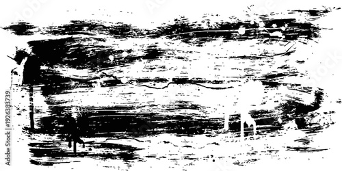 Black ink grunge paint texture brush stroke background vector element