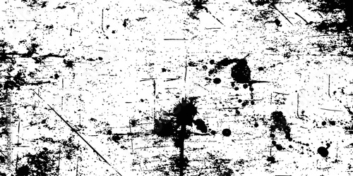 Black and White Grunge Vector Texture Distressed Background Overlay with Scratches Ink Splatter and Dirt Effect