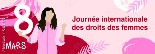 Journée Internationale des droits des femmes - illustration pour une bannière ou couverture réseaux sociaux - 8 mars