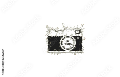 Wildflower Camera Prohibition Sign Sticker Silhouette. Opt-Out Era and Digital Detox Concept Mindful Lifestyle Vector.