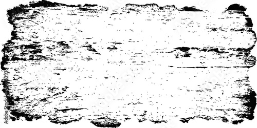 Rough Wood Bark Distress Texture Overlay Vector Black and White Grunge Frame Graphic Element