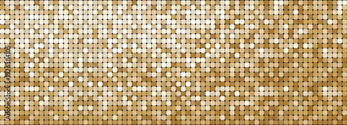 Golden mosaic disco party background. Metal gold sequin shiny sparkle decoration. Disco ball effect tile bg. glitter halftone wallpaper. Sparkling glitter backdrop.