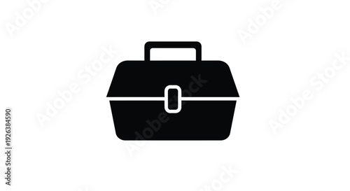 Simple black lunchbox icon with a handle flat design silhouette