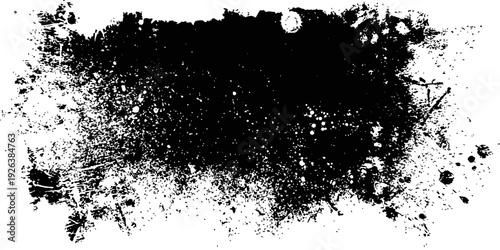 Black Grunge Texture Frame Banner Vector - Distress Ink Splatter Overlay Element