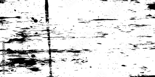 Black and White Grunge Distressed Texture Vector Overlay Rough Surface Background with Scratches and Ink Splatter Effect