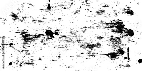 Grunge texture vector background distressed overlay black and white abstract design element with rough scratches and ink splatters