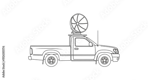 Pickup Truck with Wind Turbine.