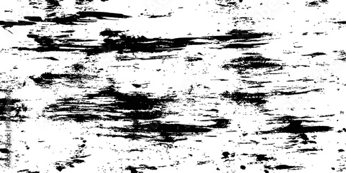 Black and White Grunge Texture Background Vector Rough Paint Brush Strokes Scratched Surface Distressed Overlay Abstract Element