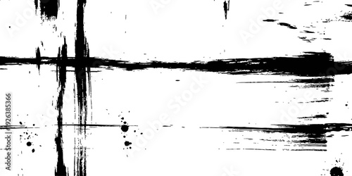Black Ink Brush Stroke Grunge Texture Abstract Vector Background