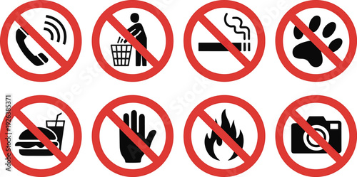 Collection of universal no symbols for prohibited actions