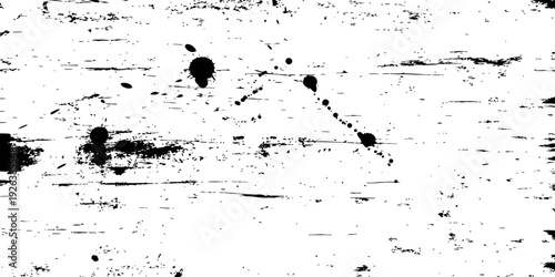 Black and White Grunge Distressed Texture Vector with Ink Splatters and Scratches Overlay