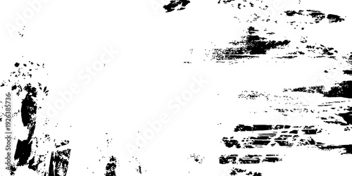 Vector Grunge Overlay Texture Black and White Rough Brush Strokes and Distressed Scratch Marks Abstract Background