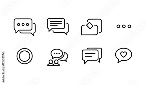 Online message bubble chat line icon vector set
