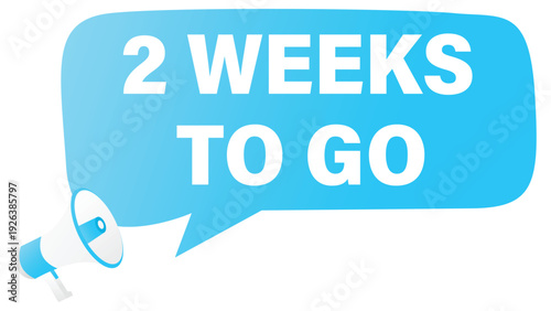Megaphone with 2 Weeks to go speech bubble. Banner for business, marketing and advertising. Vector illustration.