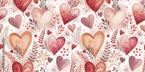 A delightful array of pastel hearts and floral patterns on a light background Vector