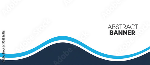 Modern abstract banner with blue wavy lines on white background