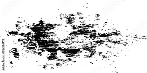 Black and white grunge texture vector overlay background with horizontal scratches and distressed ink spots