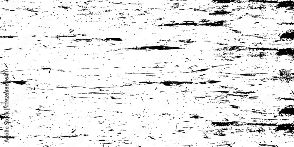 Fototapeta premium Black and white rough horizontal grunge texture overlay distress background scratch effect vector illustration