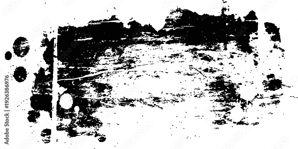 Naklejka premium Black and White Distressed Grunge Brush Stroke Vector Texture Overlay