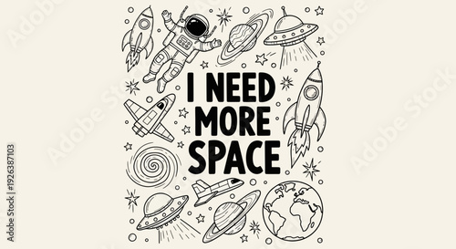 Science and Space Doodle Vector Banner – Hand Drawn Astronomy and Laboratory Icons Illustration