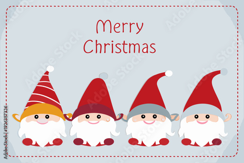 Festive christmas card featuring adorable gnomes and holiday greetings