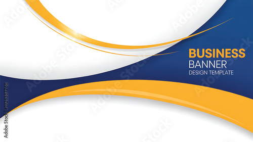 Modern business banner template with dynamic yellow and blue design