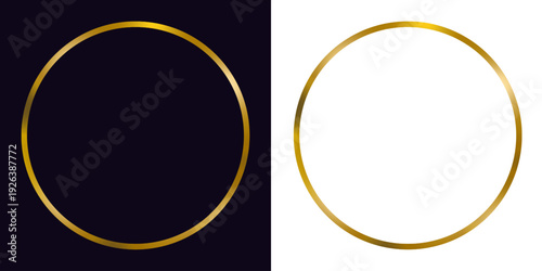 Luxury Gold Circle Frame on Dark and Light Background