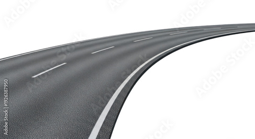 Dynamic Curved Asphalt Road 3D Render for Transportation and Infrastructure Concepts