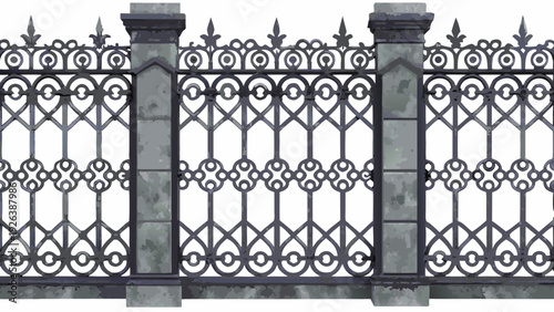 An ornate wrought iron gate with a detailed symmetrical design