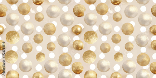 A grid of golden spherical objects against a light background pattern Vector
