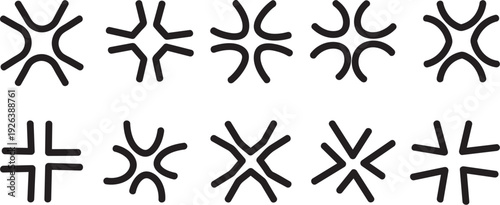 Black angry emotion symbol set comic irritation marks collection vector