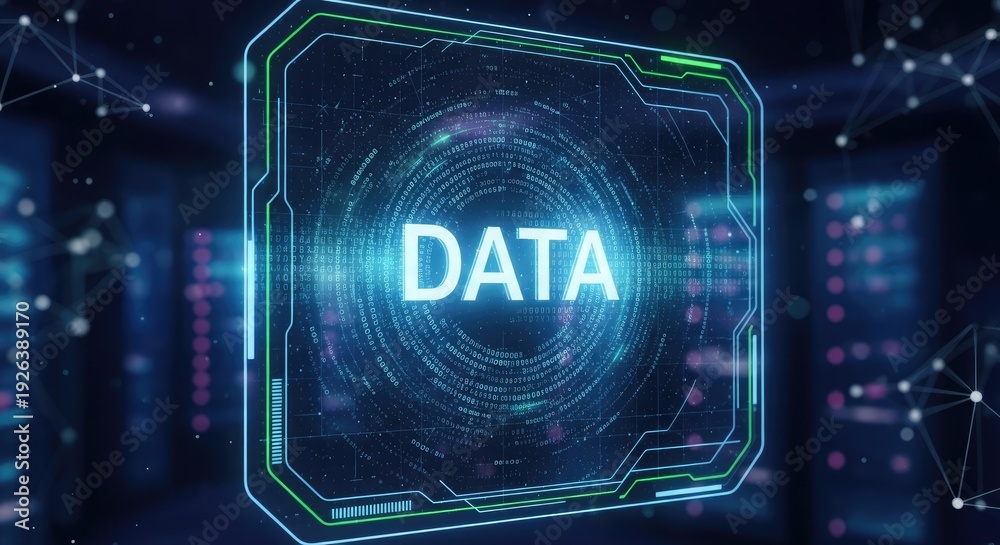 Fototapeta premium A futuristic digital representation of data storage and processing with a glowing blue neon effect