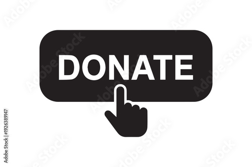 Donate Icon Vector, Online Donate Button icon hand, donation button, donate money online icon, donation icon, donate button click symbol, donate fundraising button logo, charity icon pressing.