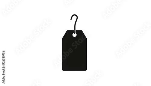 A plain, dark grey tag hangs from a simple hook