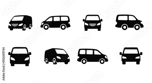 Collection of various black silhouette vehicle icons arranged in a grid