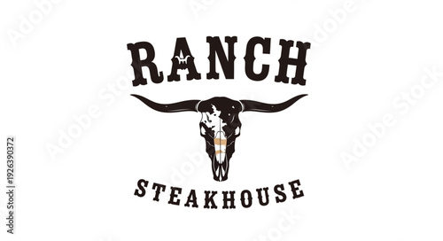 Ranch Steakhouse Logo with Bull Head.