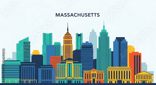 Vibrant Massachusetts cityscape with modern skyscrapers and historic buildings