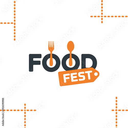 Vibrant Food Fest logo with fork and spoon on plate