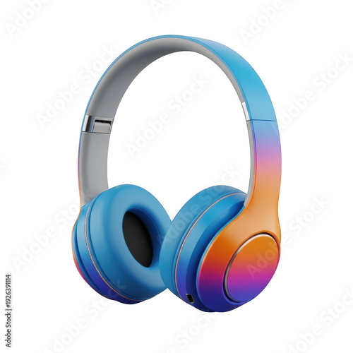 Colorful wireless headphones isolated on transparent background