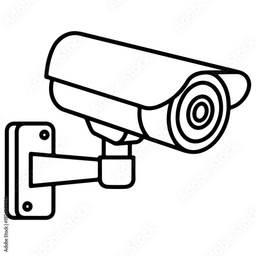 A security camera mounted on a wall bracket