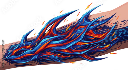 Colorful Dragon Tattoo on Arm.