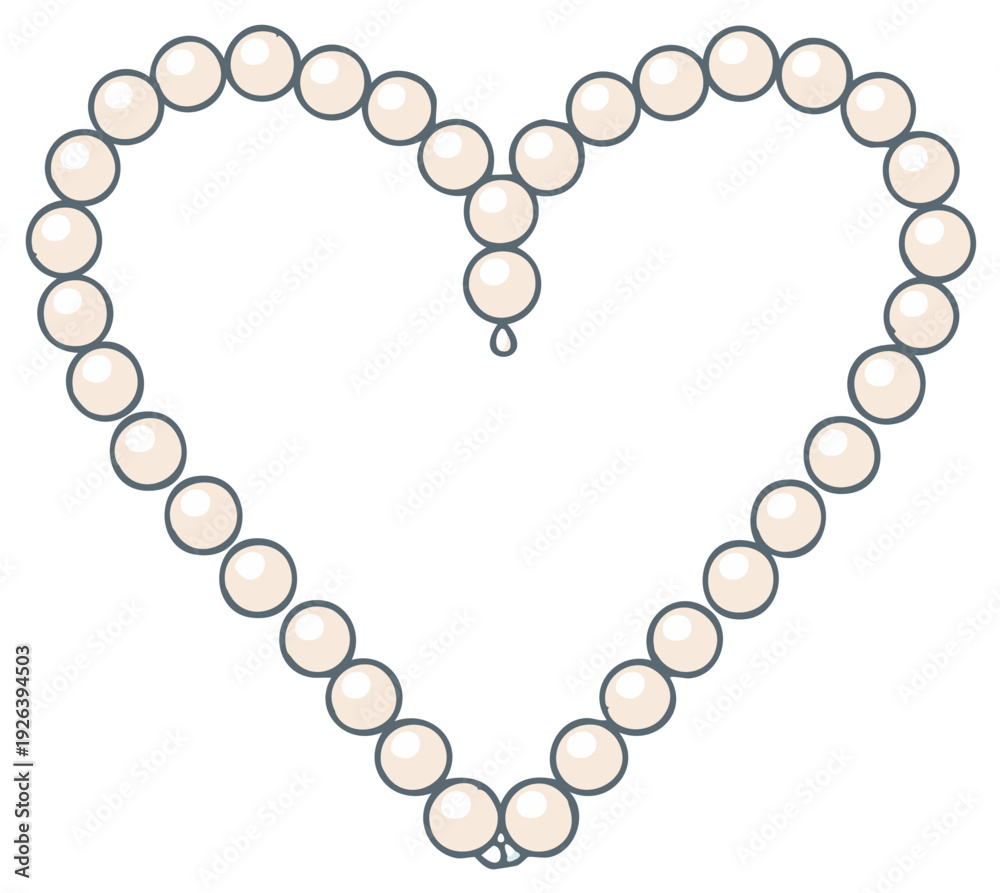 Fototapeta premium Pearl Necklace Shaped Into A Classic Heart Symbol