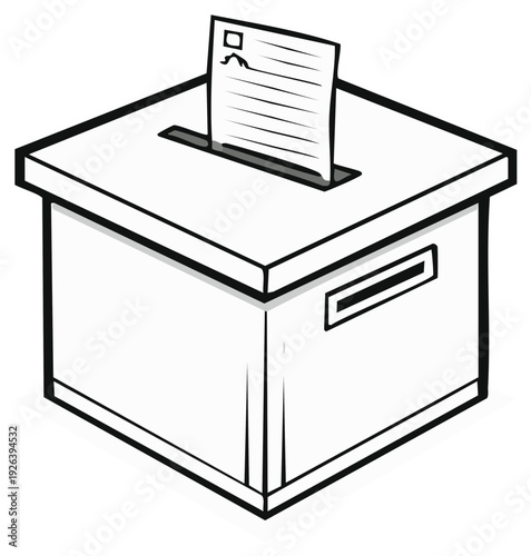 White Ballot Box With a Paper Ballot Illustrating Voting Process and Democratic Election Concepts
