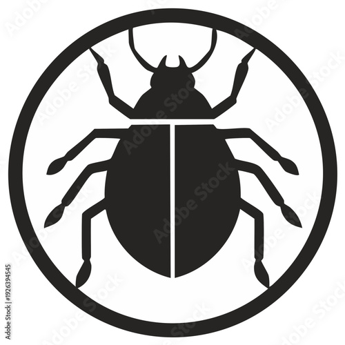 Bug Insect Icon Symbol Vector Graphic Round Beetle Beetle in a Circle Glyph Beetle Insect Icon Silhouette