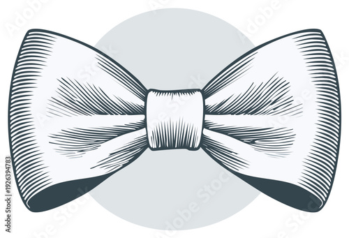 Elegant Hand-Drawn Bow Tie Illustration with Engraving Effect