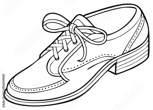 Elegant shoe with laces, outlined in black, perfect for coloring or design projects